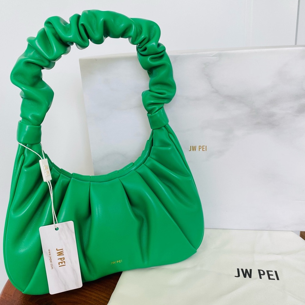 JW PEI Gabbi Ruched Hobo Handbag - Grass Green (Vegan Leather, NWT)